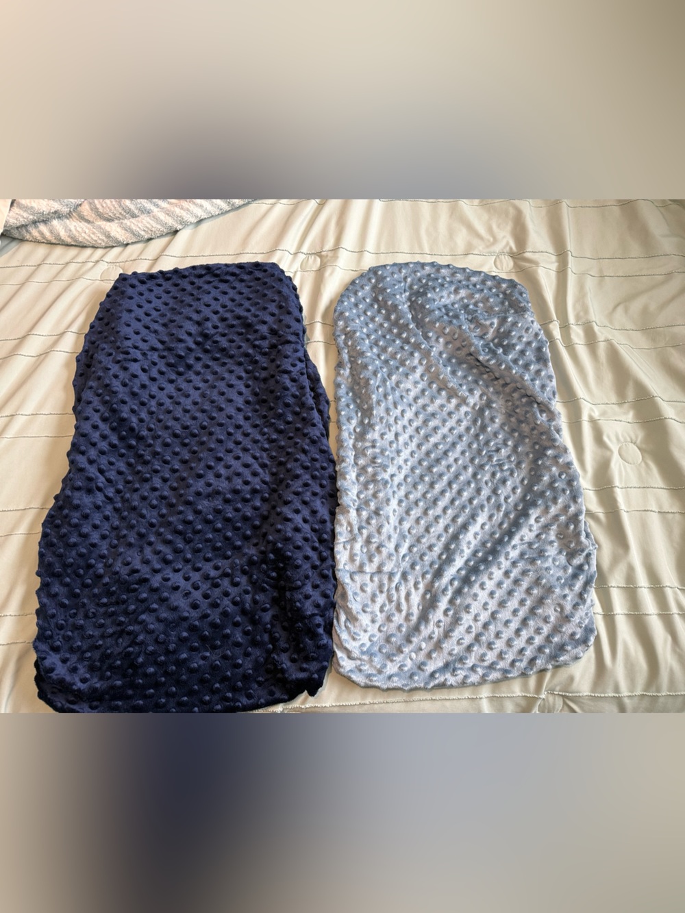 Carters Blue Minky Dot Plush Changing Table Cover Bundle